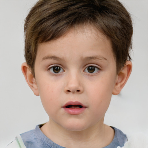 Neutral white child male with short  brown hair and brown eyes