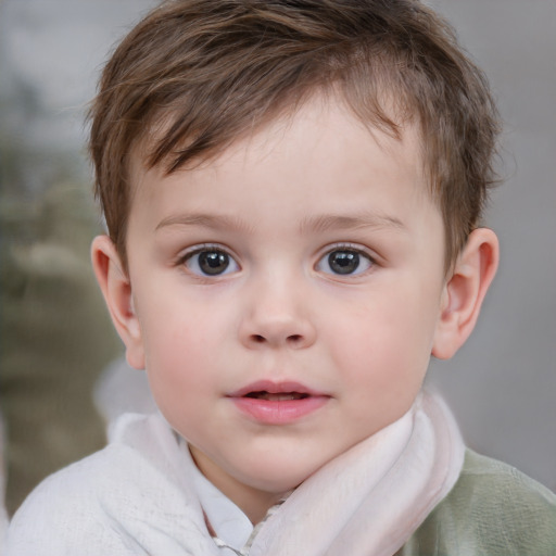 Neutral white child male with short  brown hair and brown eyes