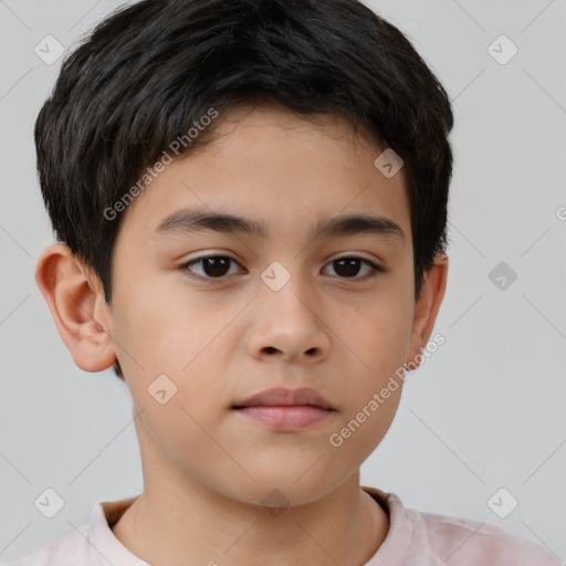 Neutral white child male with short  brown hair and brown eyes