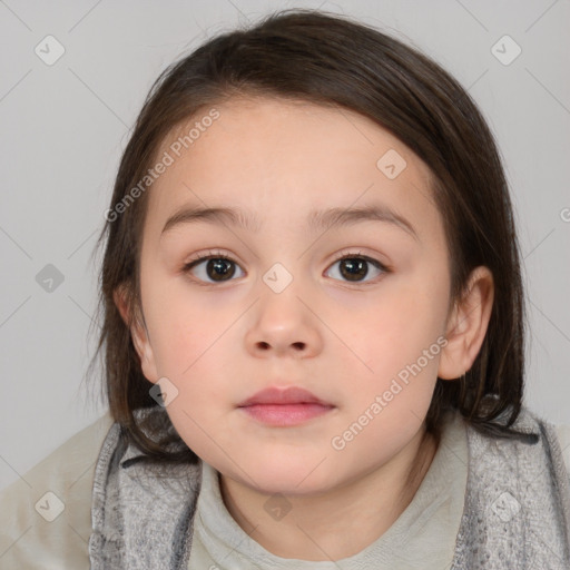 Neutral white child female with medium  brown hair and brown eyes