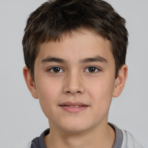 Neutral white child male with short  brown hair and brown eyes