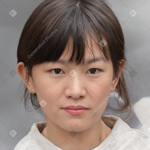 Neutral white child female with medium  brown hair and brown eyes