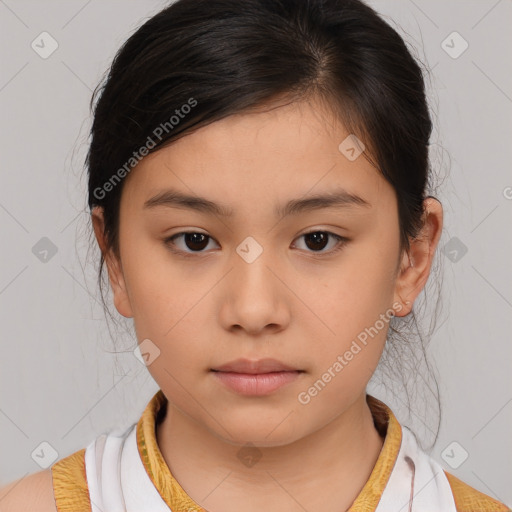 Neutral white child female with medium  brown hair and brown eyes