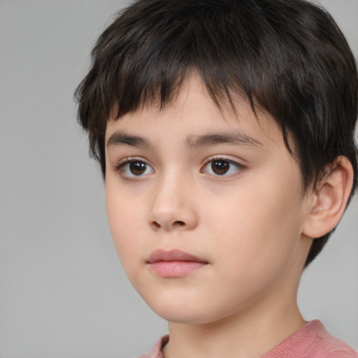 Neutral white child male with short  brown hair and brown eyes