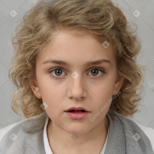 Neutral white child female with medium  brown hair and brown eyes