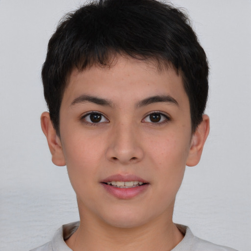 Neutral asian young-adult male with short  brown hair and brown eyes