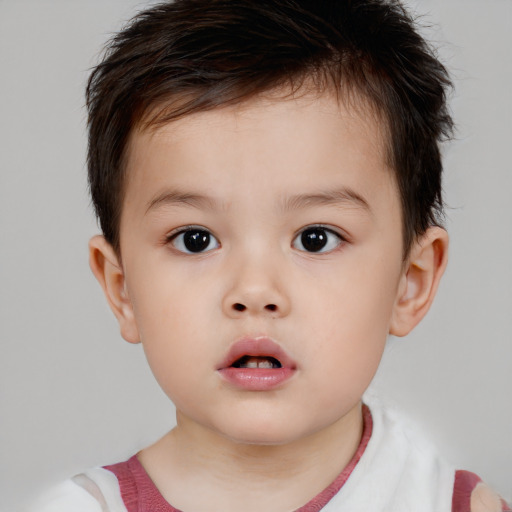 Neutral white child male with short  brown hair and brown eyes