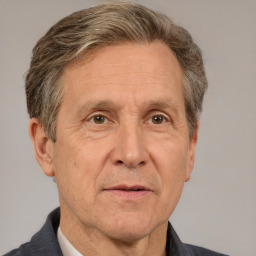 Neutral white middle-aged male with short  brown hair and brown eyes