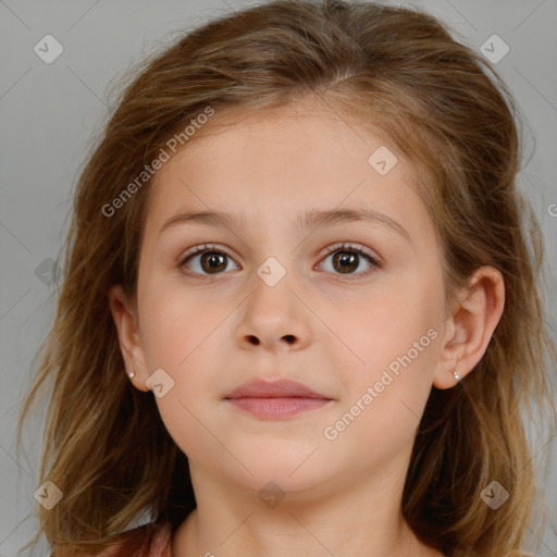 Neutral white child female with medium  brown hair and brown eyes