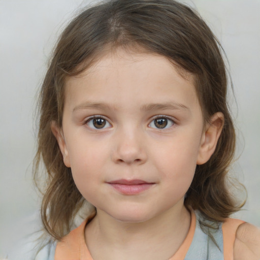 Neutral white child female with medium  brown hair and brown eyes