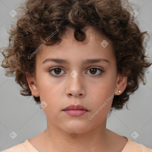 Neutral white child female with medium  brown hair and brown eyes