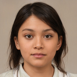 Neutral white child female with medium  brown hair and brown eyes