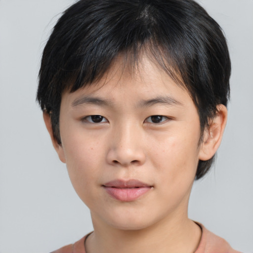 Neutral asian young-adult male with short  brown hair and brown eyes