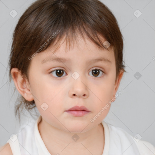 Neutral white child female with medium  brown hair and brown eyes