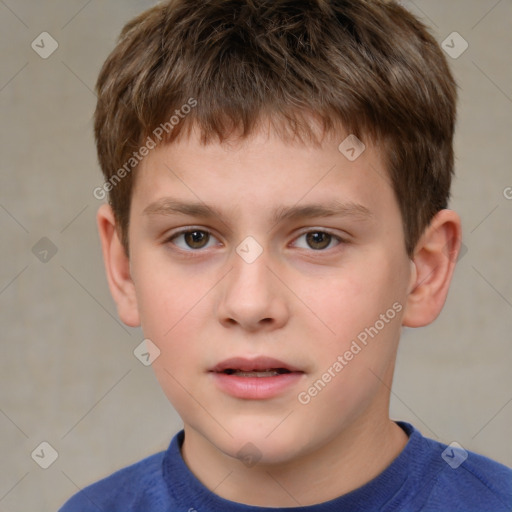 Neutral white child male with short  brown hair and brown eyes