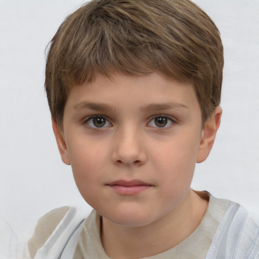 Neutral white child male with short  brown hair and brown eyes