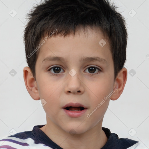 Neutral white child male with short  brown hair and brown eyes