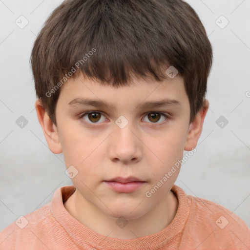 Neutral white child male with short  brown hair and brown eyes