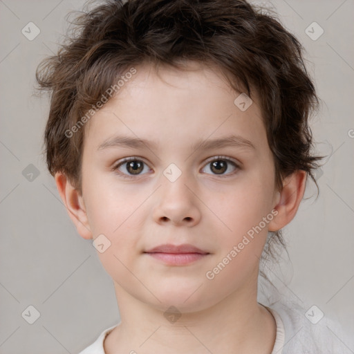 Neutral white child male with short  brown hair and brown eyes