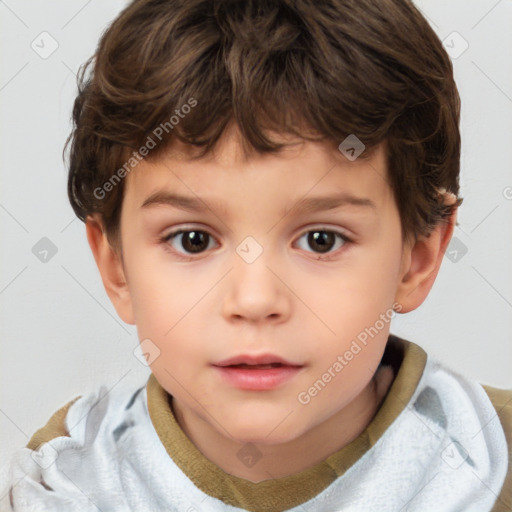 Neutral white child male with short  brown hair and brown eyes