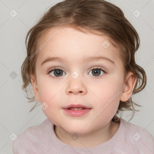 Neutral white child female with medium  brown hair and brown eyes