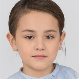 Neutral white child female with short  brown hair and brown eyes