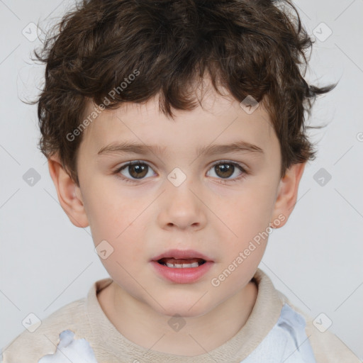 Neutral white child male with short  brown hair and brown eyes