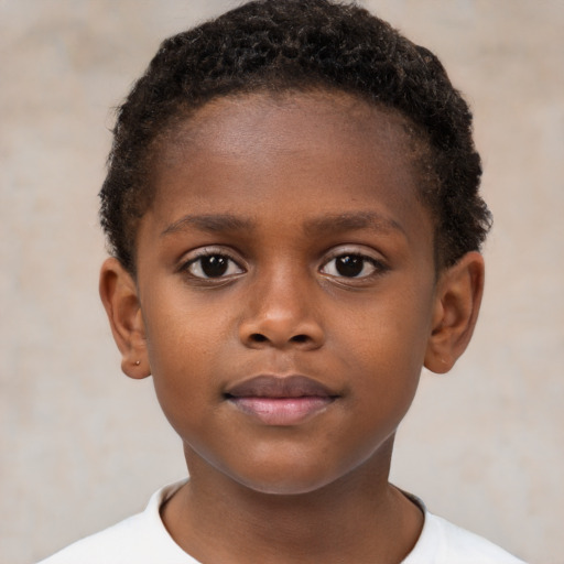 Neutral black child male with short  brown hair and brown eyes
