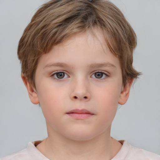 Neutral white child male with short  brown hair and brown eyes