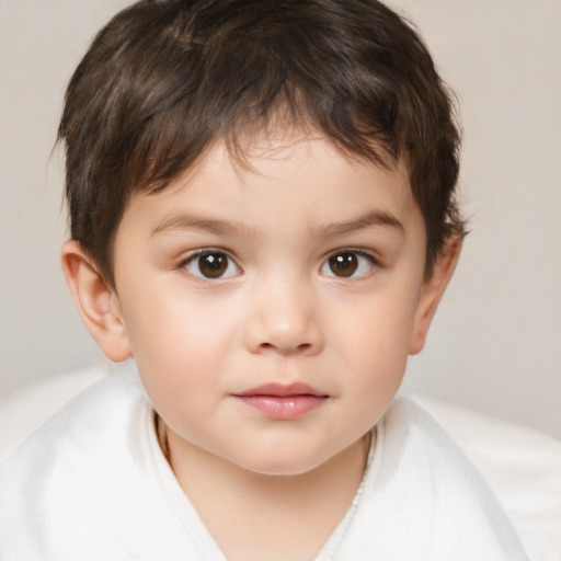 Neutral white child male with short  brown hair and brown eyes