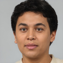 Neutral asian young-adult male with short  brown hair and brown eyes