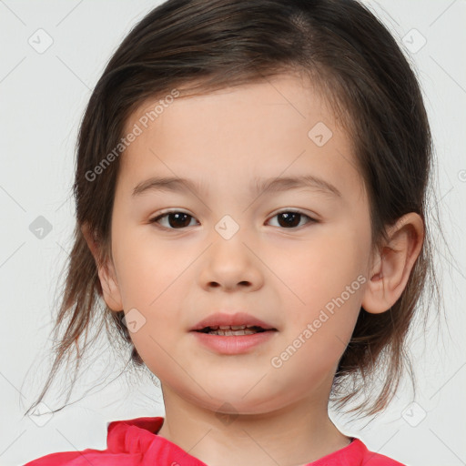 Neutral white child female with medium  brown hair and brown eyes