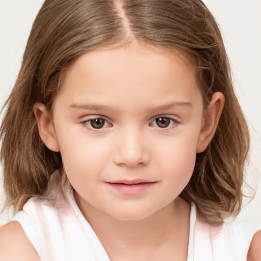 Neutral white child female with medium  brown hair and brown eyes