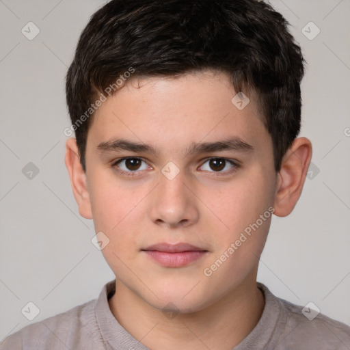 Neutral white child male with short  brown hair and brown eyes