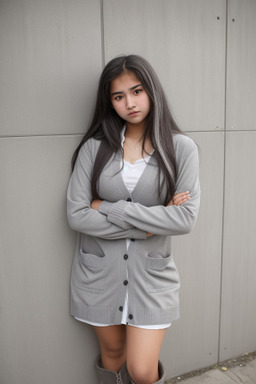 Uzbek teenager girl with  gray hair