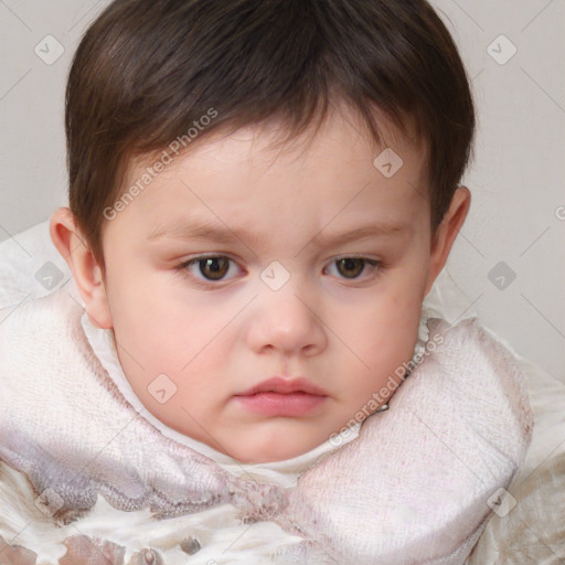 Neutral white child male with short  brown hair and brown eyes