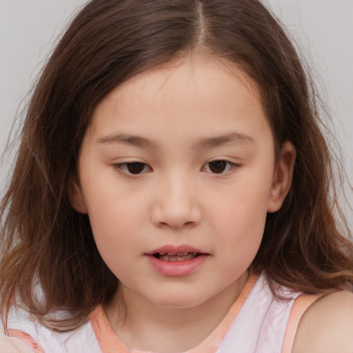 Neutral white child female with medium  brown hair and brown eyes