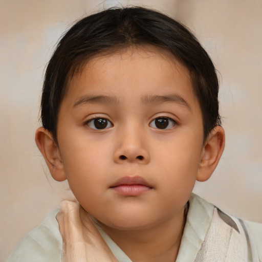 Neutral asian child female with medium  brown hair and brown eyes