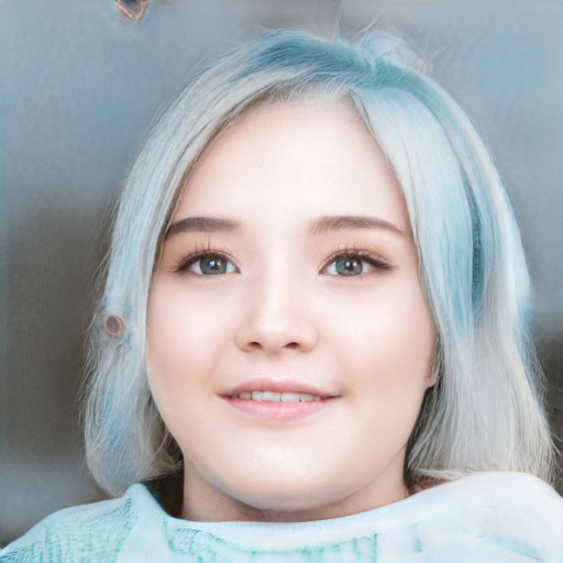 Joyful white young-adult female with medium  black hair and blue eyes