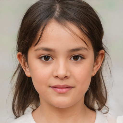 Neutral white child female with medium  brown hair and brown eyes