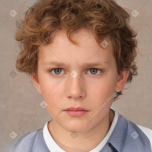 Neutral white child male with short  brown hair and brown eyes