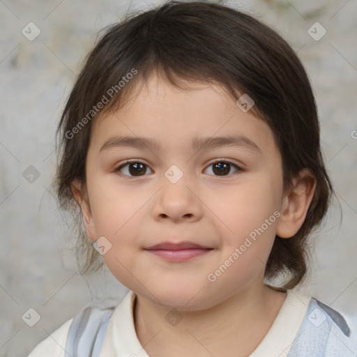 Neutral white child female with medium  brown hair and brown eyes