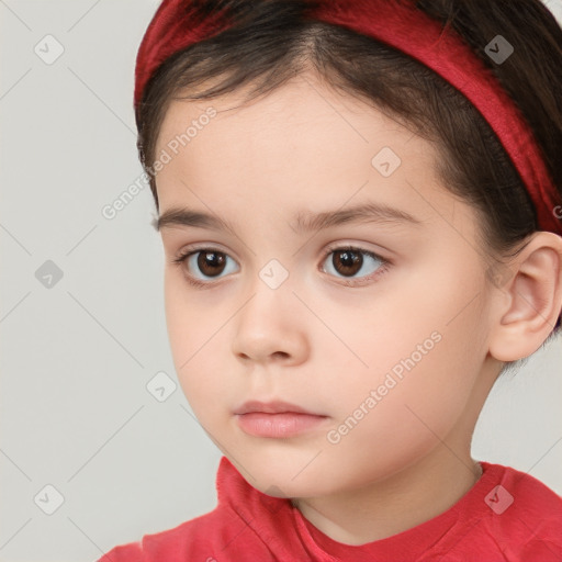 Neutral white child female with short  brown hair and brown eyes