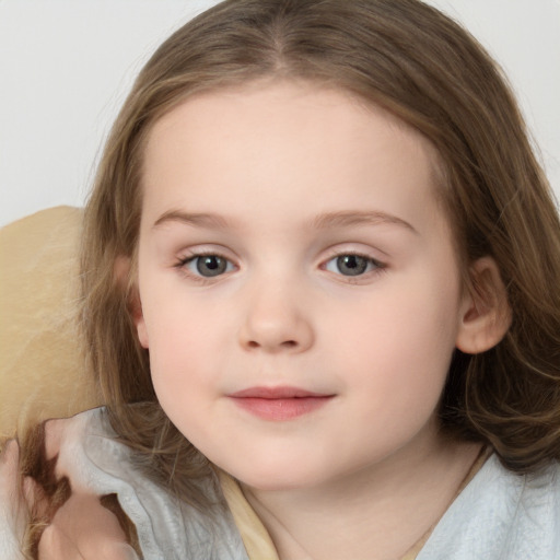 Neutral white child female with medium  brown hair and brown eyes