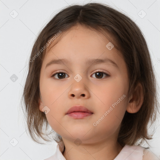 Neutral white child female with medium  brown hair and brown eyes