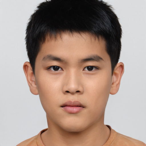 Neutral asian young-adult male with short  brown hair and brown eyes