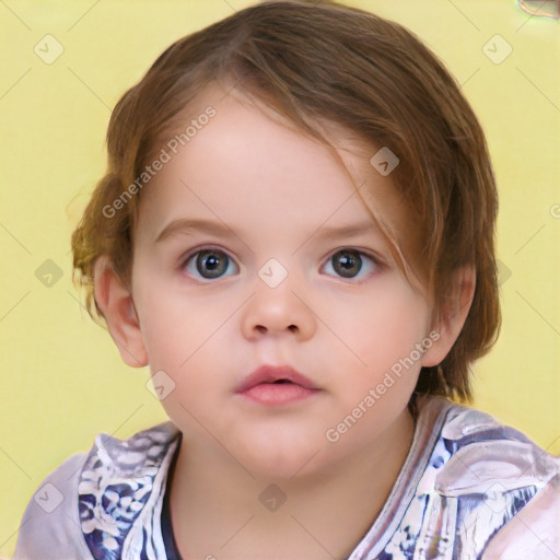 Neutral white child female with medium  brown hair and brown eyes