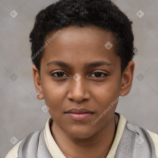 Neutral black child male with short  brown hair and brown eyes