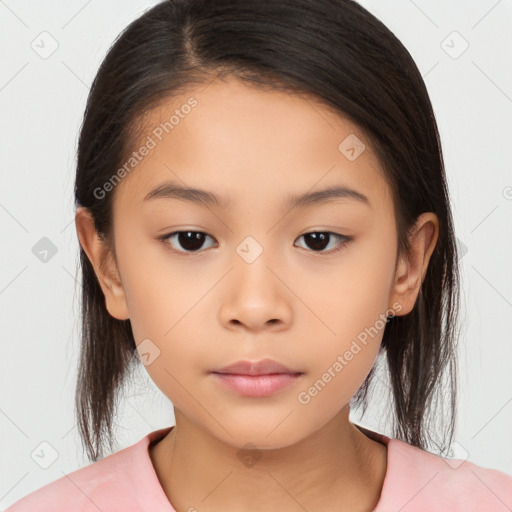 Neutral white child female with medium  brown hair and brown eyes