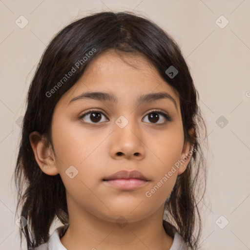 Neutral asian young-adult female with medium  brown hair and brown eyes